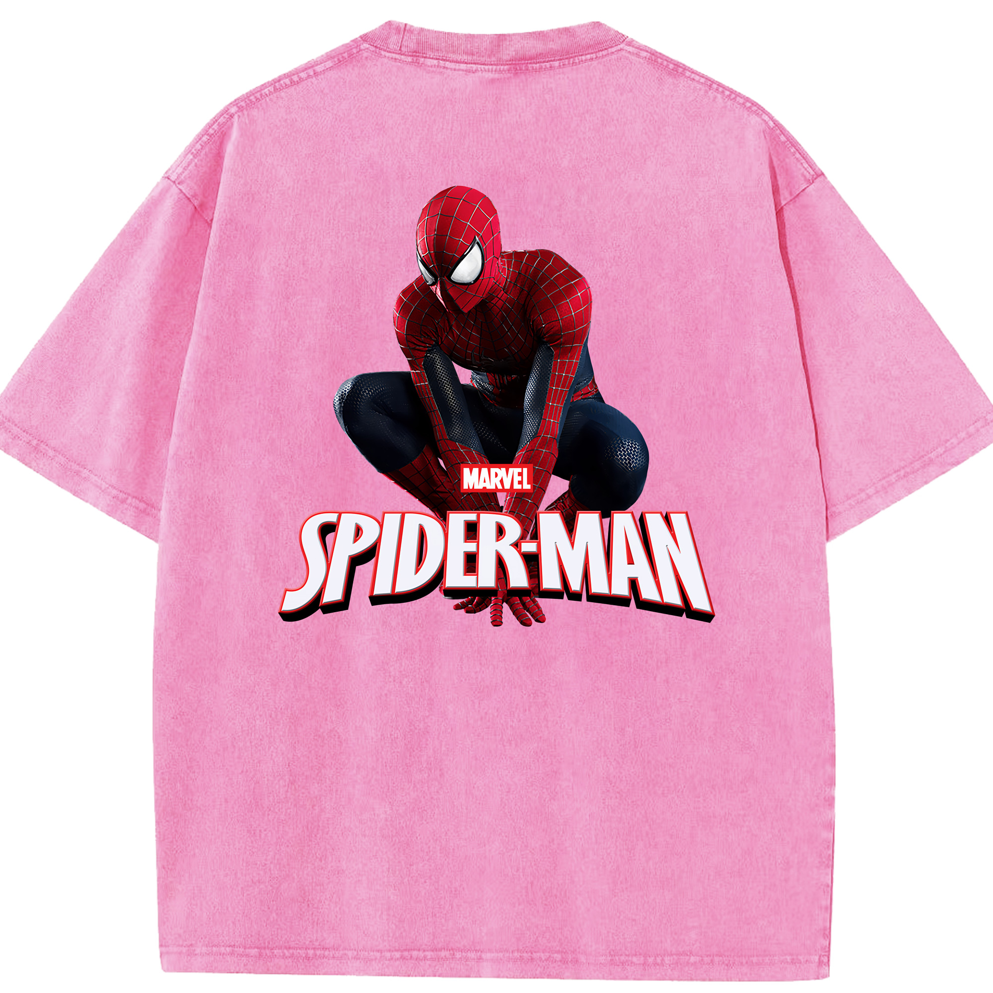 （画像用） Spider Man スパイダーマン 綿100% ヴィンテージ風 半袖Tシャツ（背面プリント）